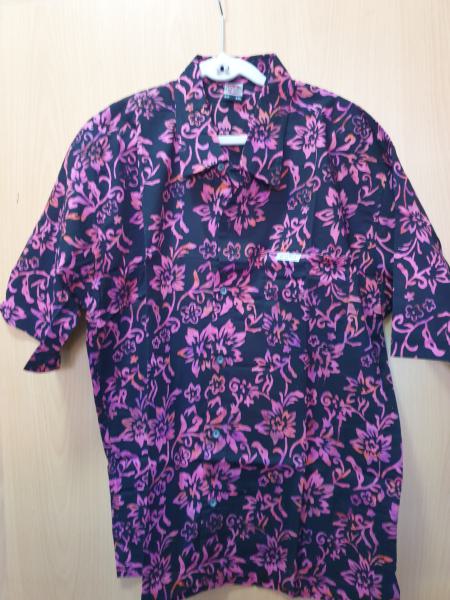 Batik shirt - Black with Floral Pattern
